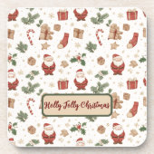 Christmas Watercolor Illustration Hard Coaster コースター (正面)