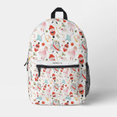 Christmas Watercolor Nutcracker Custom Name プリントバックパック (正面)