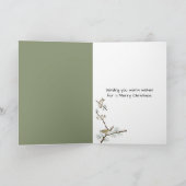 Christmas Watercolor Owl In Winter Hat カード (内部)