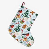 Christmas watercolor pattern  ラージクリスマスストッキング (正面 (吊り時))