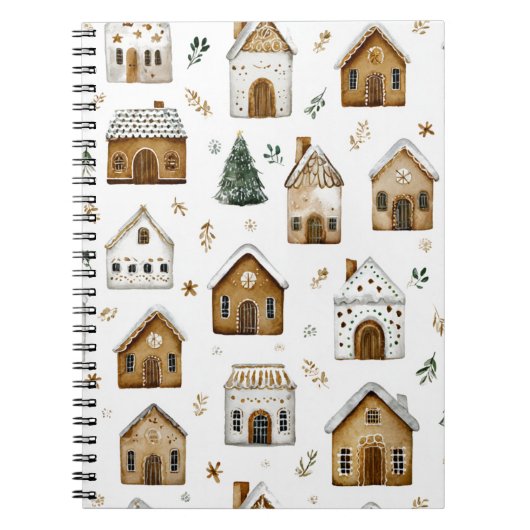 Christmas Watercolor Spiral Notebook – Cute Art ノートブック (正面)