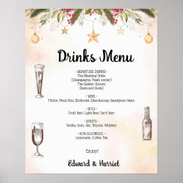 Christmas Wedding Drinks Menu Wedding Sign ポスター