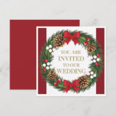 Christmas Wedding Holiday Invitation Wreath 招待状 (正面/裏面)