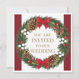Christmas Wedding Holiday Invitation Wreath 招待状