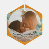 Christmas Wedding Keepsake Elegant Script photo ガラスオーナメント (裏面)