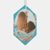 Christmas Wedding Keepsake Elegant Script photo ガラスオーナメント (正面右)
