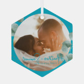 Christmas Wedding Keepsake Elegant Script photo ガラスオーナメント (裏面)