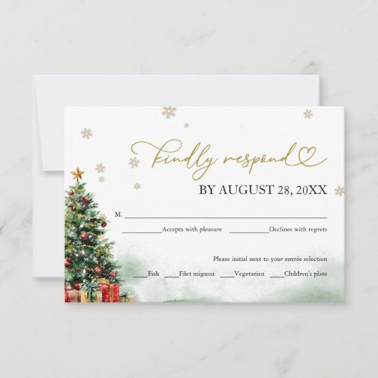 Christmas Wedding RSVP With Food Options (正面)
