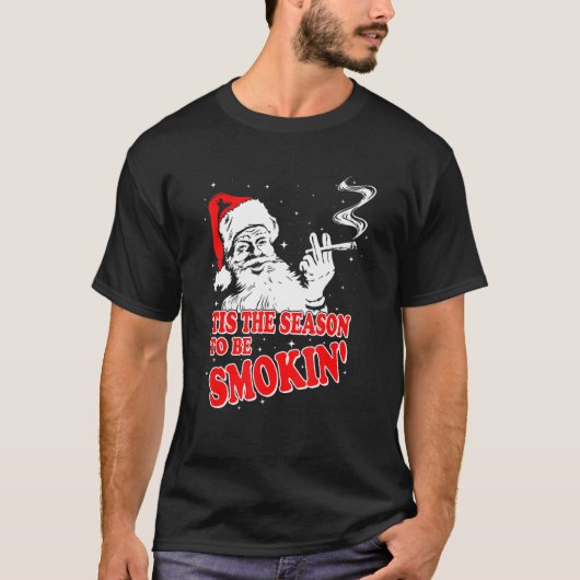 Christmas Weed With Santa Claus Smoking  Weed Tシャツ (正面)