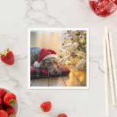 Christmas Weimaraner Dog By a Tree スタンダードカクテルナプキン (インサイチュ)