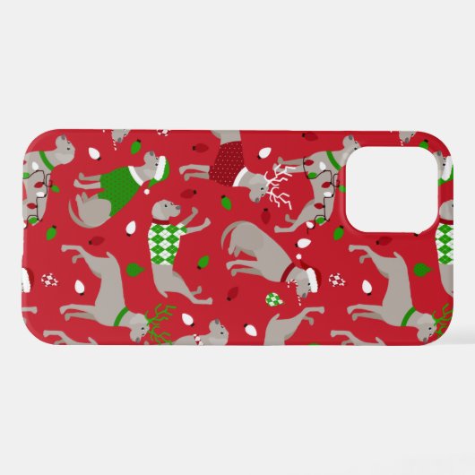 Christmas Weimaraner Dog iPhoneケース (裏面横)