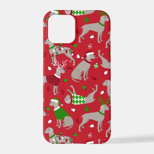 Christmas Weimaraner Dog iPhoneケース (裏面)