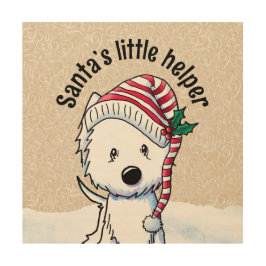 Christmas Westie ウッドウォールアート