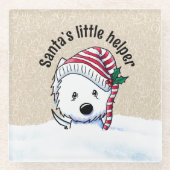 Christmas Westie ガラスコースター (正面)