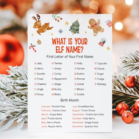 Christmas What is your Elf Name Game シーズンカード