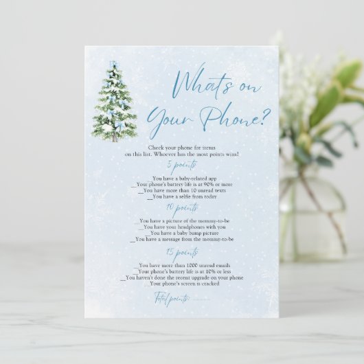 Christmas What's on Your Phone Baby Shower Game 招待状 (スタンド正面)