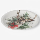 Christmas Whimsical Deer Paper Plates ペーパープレート (アングル)