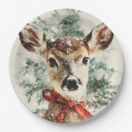 Christmas Whimsical Deer Paper Plates ペーパープレート