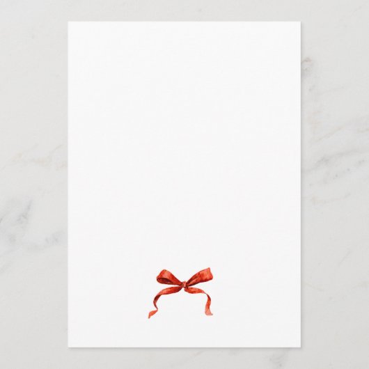 Christmas Whimsical Funky Red Bow Dinner Party メニュー (裏面)