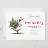 Christmas Whimsical Goose Cartoon Humor Party  招待状 (正面)