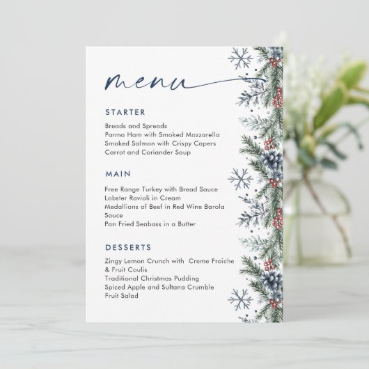 Christmas Whimsical Red Bow Wreath Dinner Party メニュー (スタンド正面)