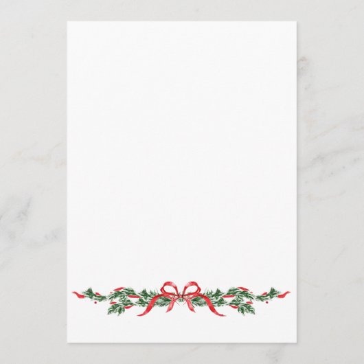 Christmas Whimsical Red Bow Wreath Dinner Party メニュー (裏面)