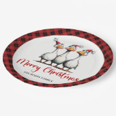 Christmas Whimsical Silly Geese Funny Party Plates ペーパープレート (アングル)