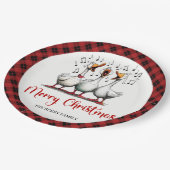 Christmas Whimsical Silly Geese Playful Plates Set ペーパープレート (アングル)