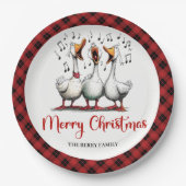 Christmas Whimsical Silly Geese Playful Plates Set ペーパープレート (正面)