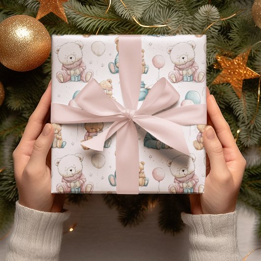 Christmas Whimsical Teddy Bears Wrapping Paper ラッピングペーパー