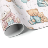 Christmas Whimsical Teddy Bears Wrapping Paper ラッピングペーパー (ロールコーナー)