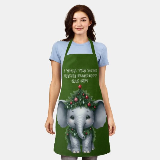 Christmas White Elephant Gag Gift Apron エプロン (着用した状態)
