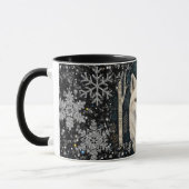 Christmas white fox white wolf sparkling snowflake マグカップ (左)