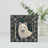 Christmas white fox white wolf sparkling snowflake 招待状 (スタンド正面)