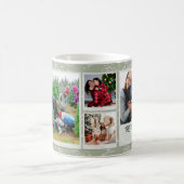 Christmas White Green Doodles 6 Photo Family Gift コーヒーマグカップ (中央)
