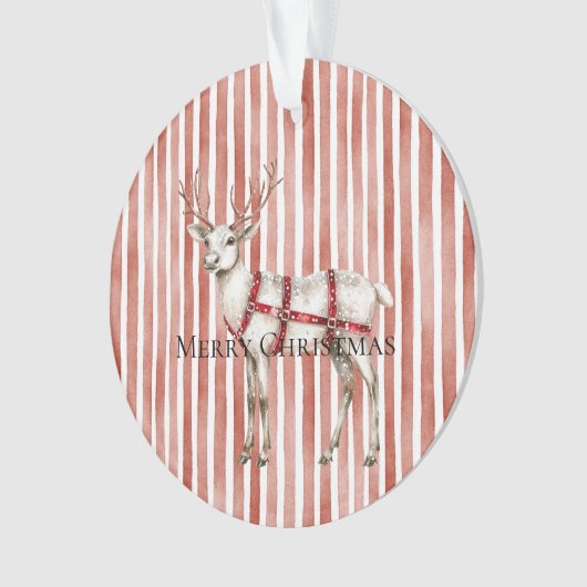 Christmas White Peppermint Deer オーナメント (正面)