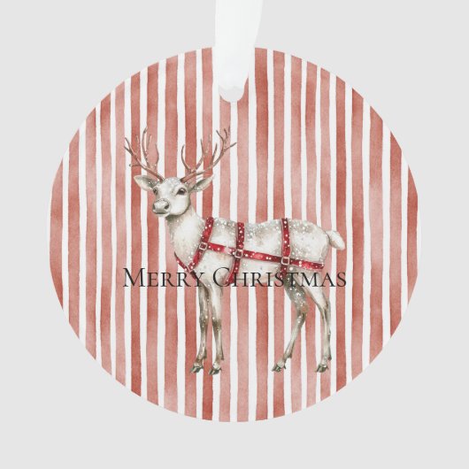 Christmas White Peppermint Deer オーナメント (正面)
