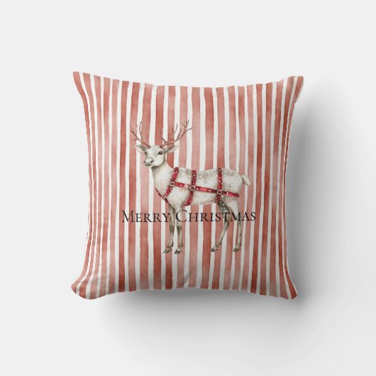 Christmas White Peppermint Deer クッション (正面)