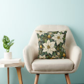 Christmas White Poinsettia Pillow クッション (椅子)
