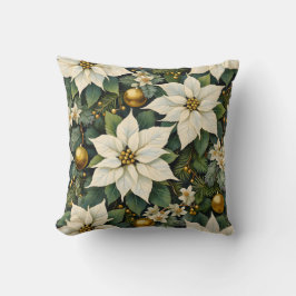 Christmas White Poinsettia Pillow クッション