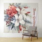 Christmas White Red Flowers Holidays Elegant タペストリー (インサイチュ(横))