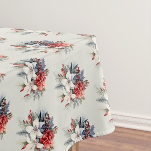 Christmas White Red Flowers Holidays Elegant テーブルクロス (インサイチュ)
