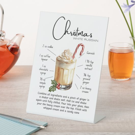 Christmas White Russian Cocktail Pedestal Sign 台座サイン (インサイチュ)