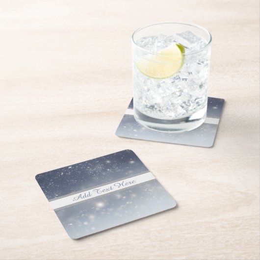 Christmas White Snowflakes スクエアペーパーコースター (インサイチュ)