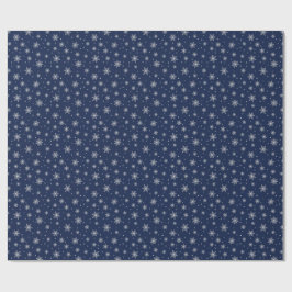 Christmas White Snowflakes Themed Packaging Black ラッピングペーパー