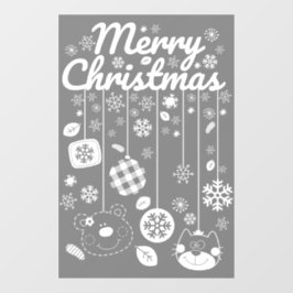 Christmas Window Cling – White Ornaments ウィンドウサイン