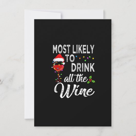 Christmas Wine Drinking, Most Likely To Drink All  招待状 (正面)