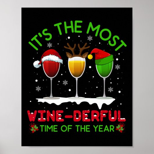Christmas Wine Xmas Alcohol Pajama Pj Tops For Wom ポスター (正面)