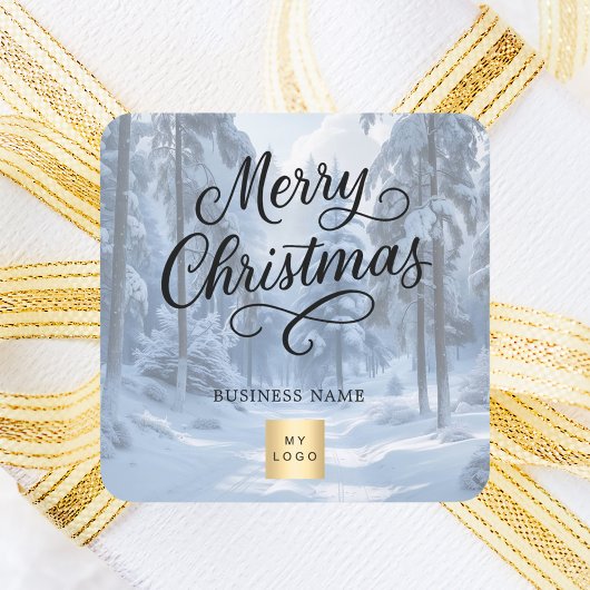 Christmas wintee wonderland snow business logo スクエアシール