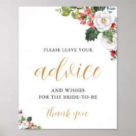 Christmas Winter Bridal Shower Advice Card ポスター